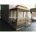 Outdoor 3 Personen Patio Daybed Canopy Gazebo Schaukel, Tan mit Mesh-Wänden